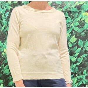 J.Crew Merino Wool Crew Neck Sweater Ivory Cream Size Medium